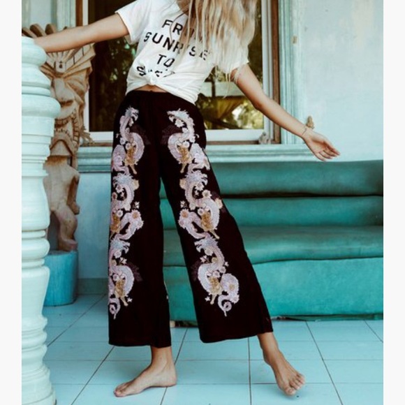 high rise flowy pants